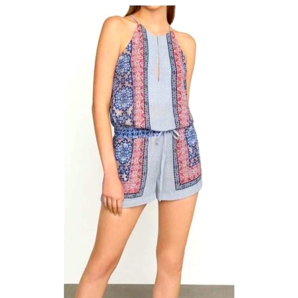 BCBGMAXAZRIA Women's Tyra Scarf Printed Romper
